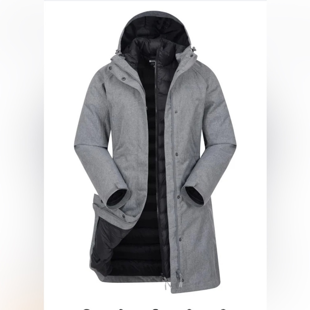 Women’s Grey Two-Tone Hooded Winter Coat